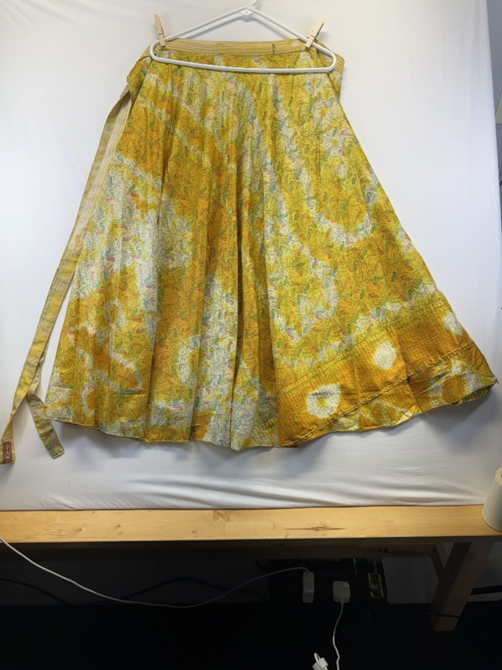 Kariza NWT Reversible Tie Waist Skirt Yellow One Size